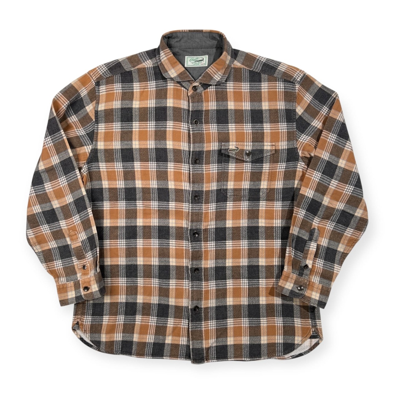 Crocodile クロコダイル ホリゾンタルカラー チェック 長袖 ネルシャツ サイズ LL /メンズ/ブラウンベージュ系×グレー
