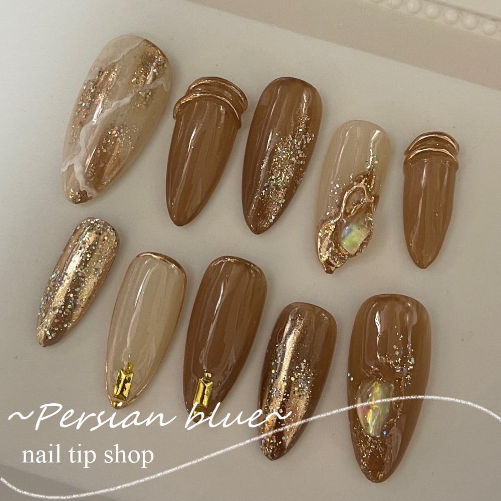 オーダー】 ネイルチップ ニュアンスネイルチップ ニュアンス ブラウン