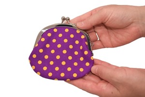がま口 小銭入れ 丸型 コインケース (ドットピンク) レトロ22種類 財布 工房 手作り 日本製 エコパッケージ MX-0034-275