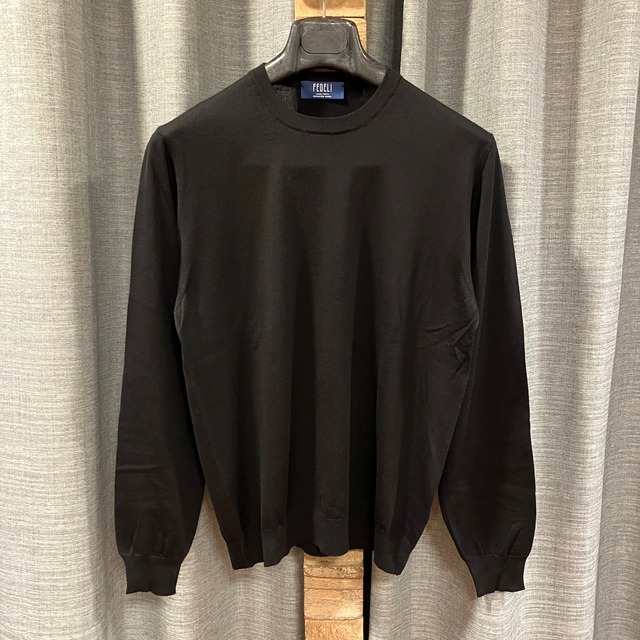 FEDELI WOOL CREW SWEATER BLACK《46》