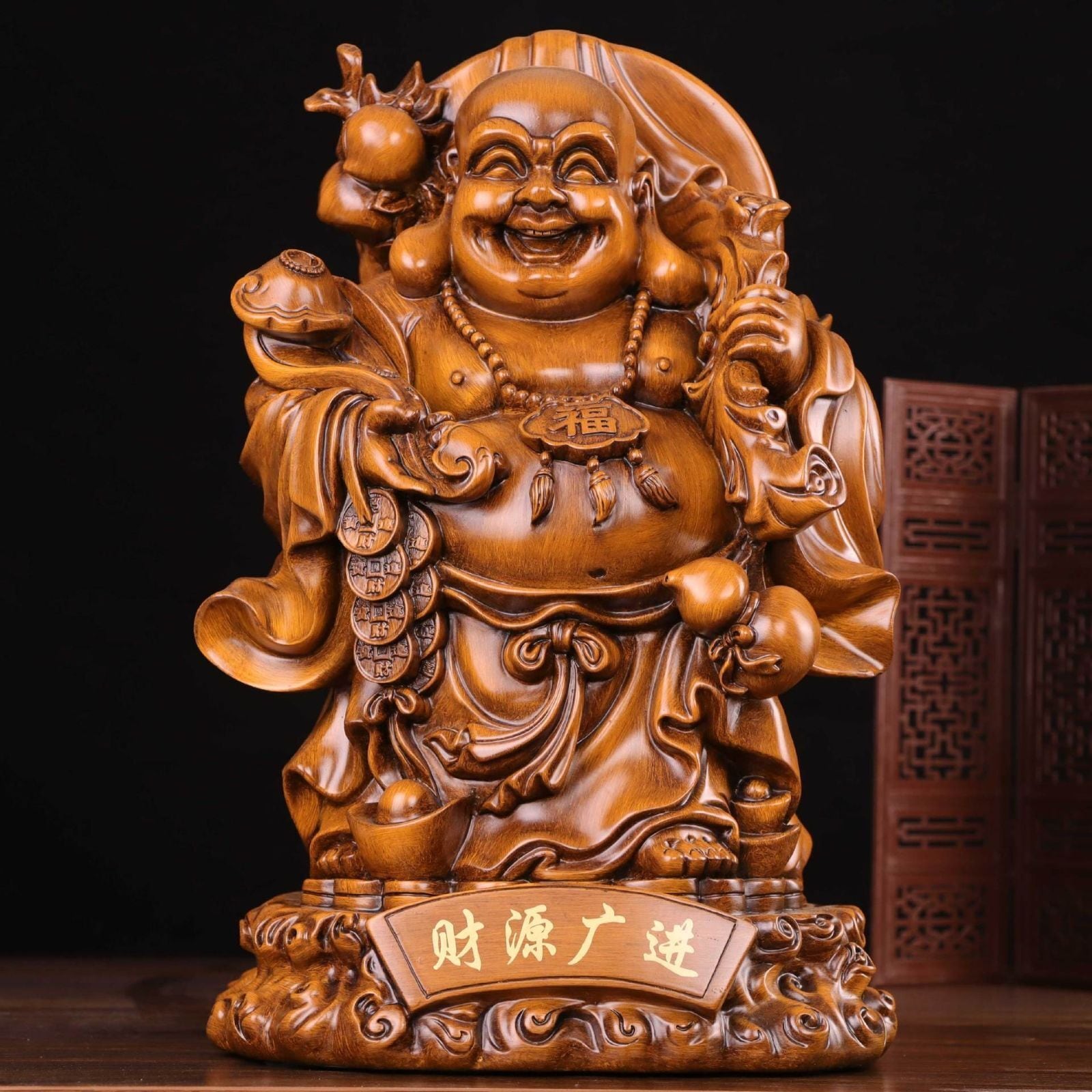 弥勒菩薩 ツゲ材 木彫 仏像