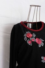 Rose motif long sleeve top Made in U.S.A