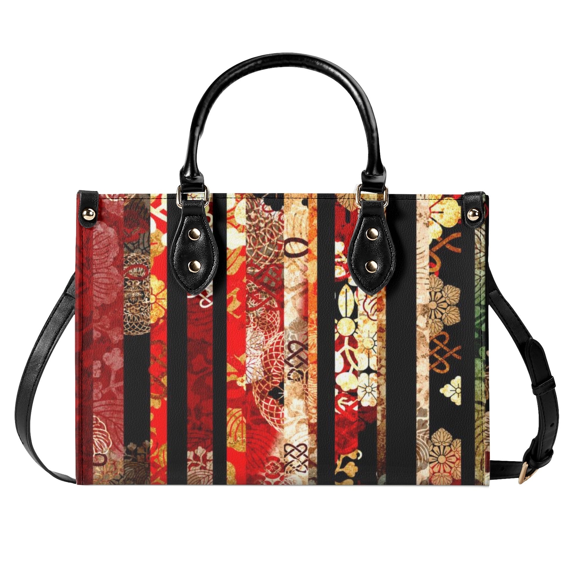 ✨希少✨穿山甲(センザンコウ) ハンドバッグ エキゾチックレザー 高級革 和装 和紋様ストライプ レッド ヴィーガンレザーバッグ | Baroque