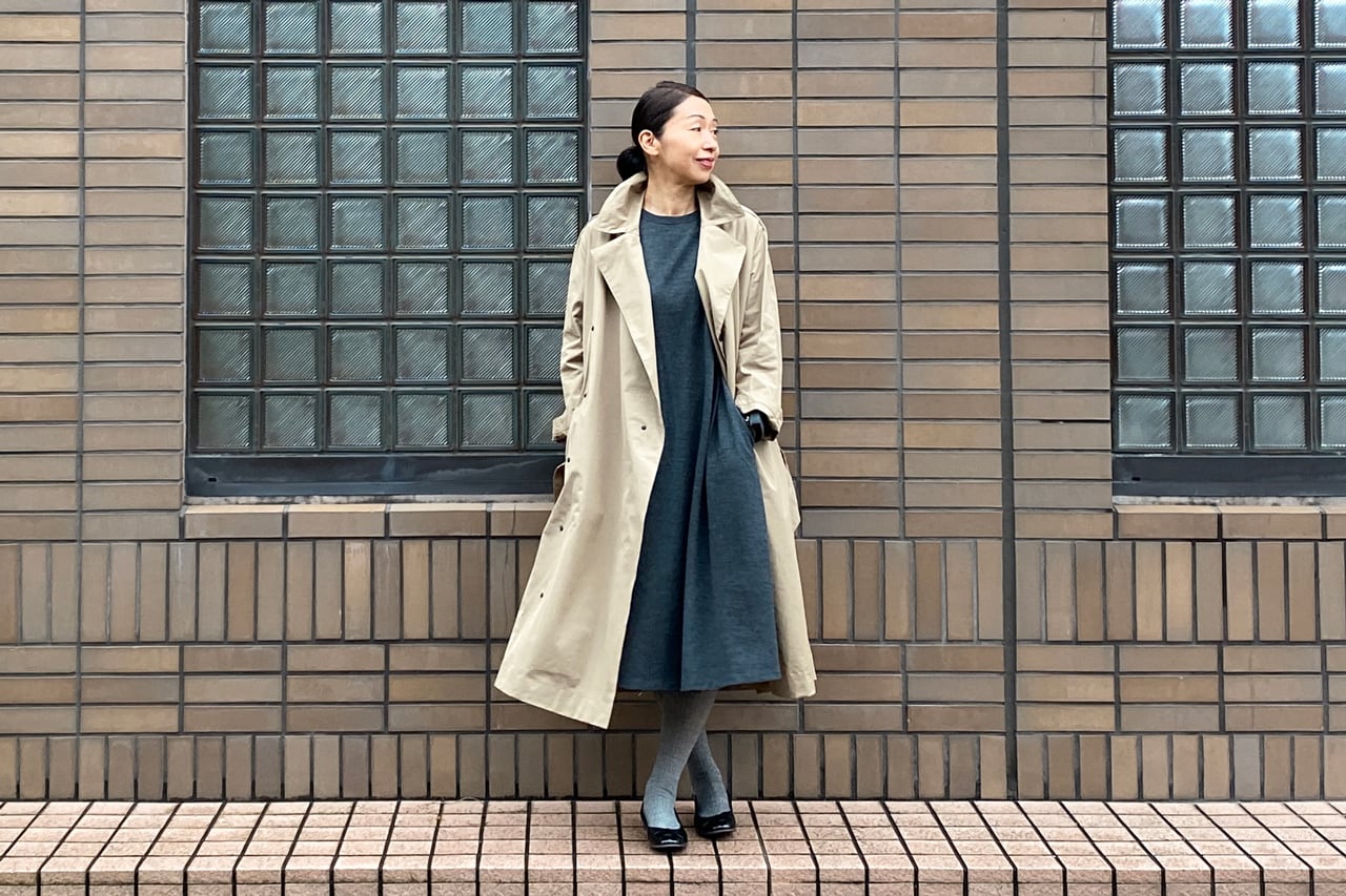 チャコール】「HAND ROOM WOMENS」ウールジャージーのクルーネック