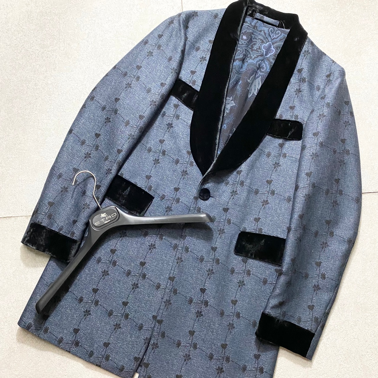 ETRO black velvet switching smoking jacket | NOIR ONLINE