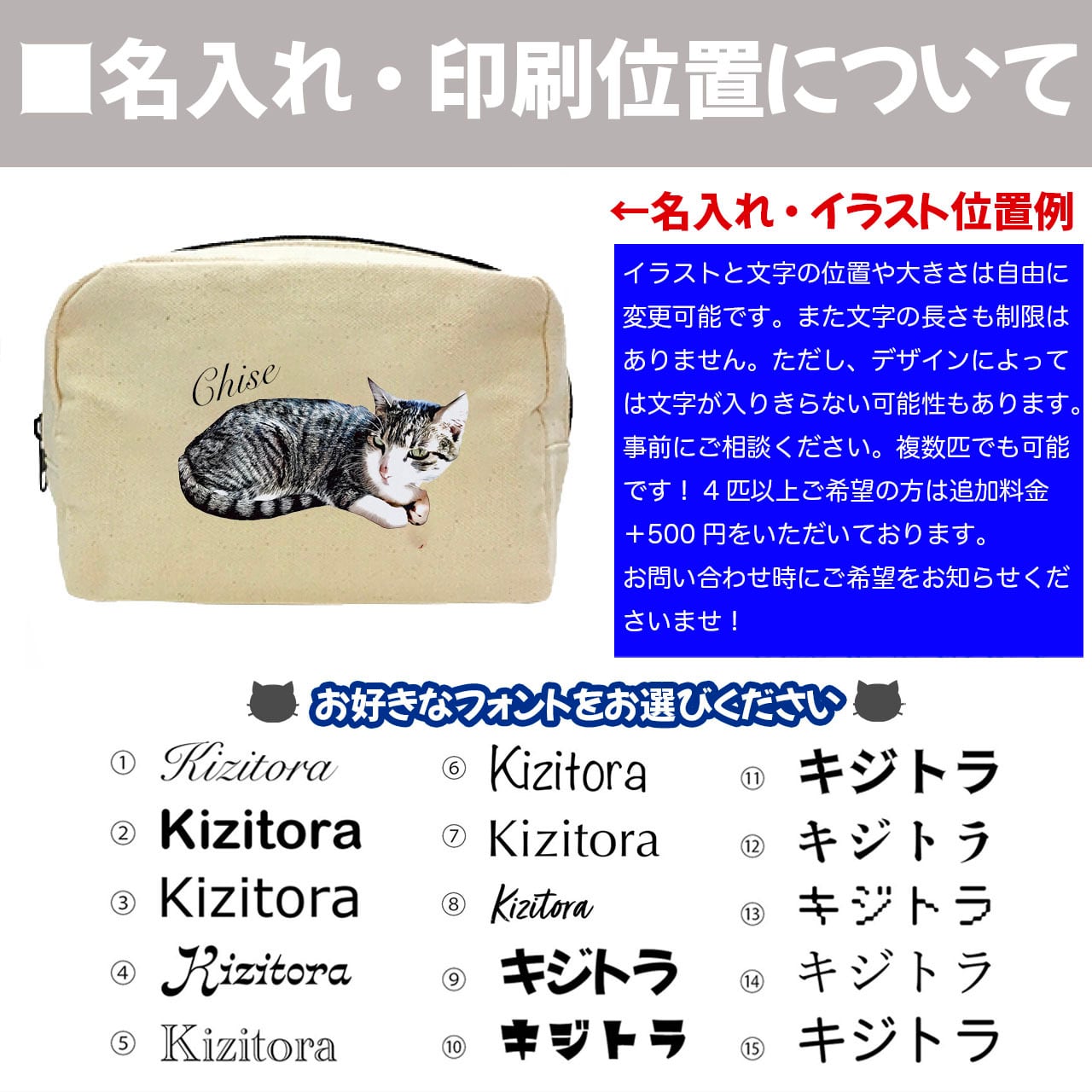 うちの子オリジナルイラストのキャンバスメイクポーチ ！猫好き・犬