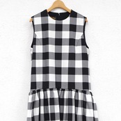 Pale Jute  Block check no-sleeve one-piece  short  再入荷