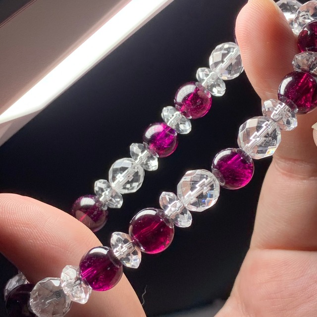 ロードライトガーネット×水晶 デザインブレスレット