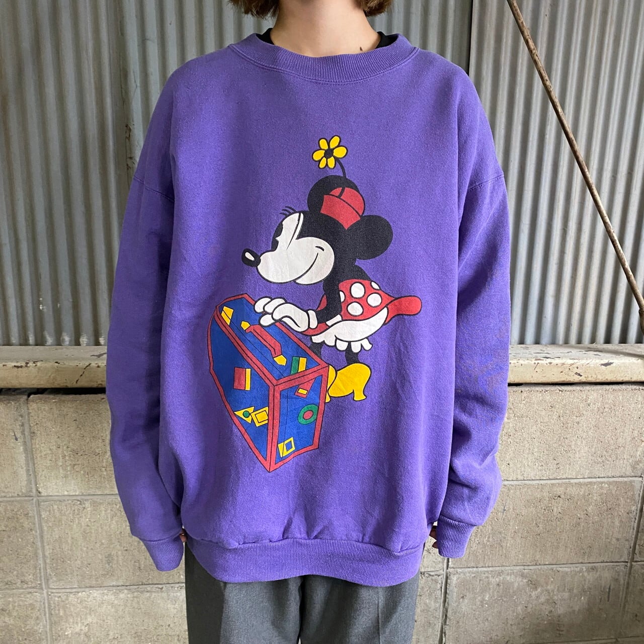 mickey＆co MINNIE MOUSE ミニーマウス キャラクタースウェットシャツ トレーナー USA製 メンズL /eaa336965