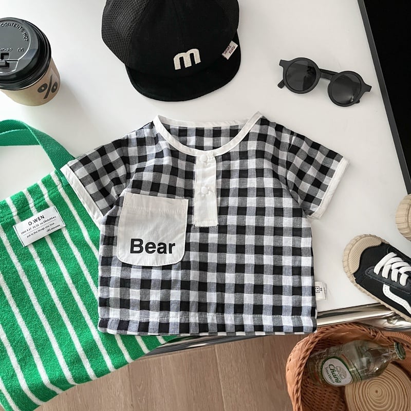 【BABY】夏新作 ブラックチェックTシャツ