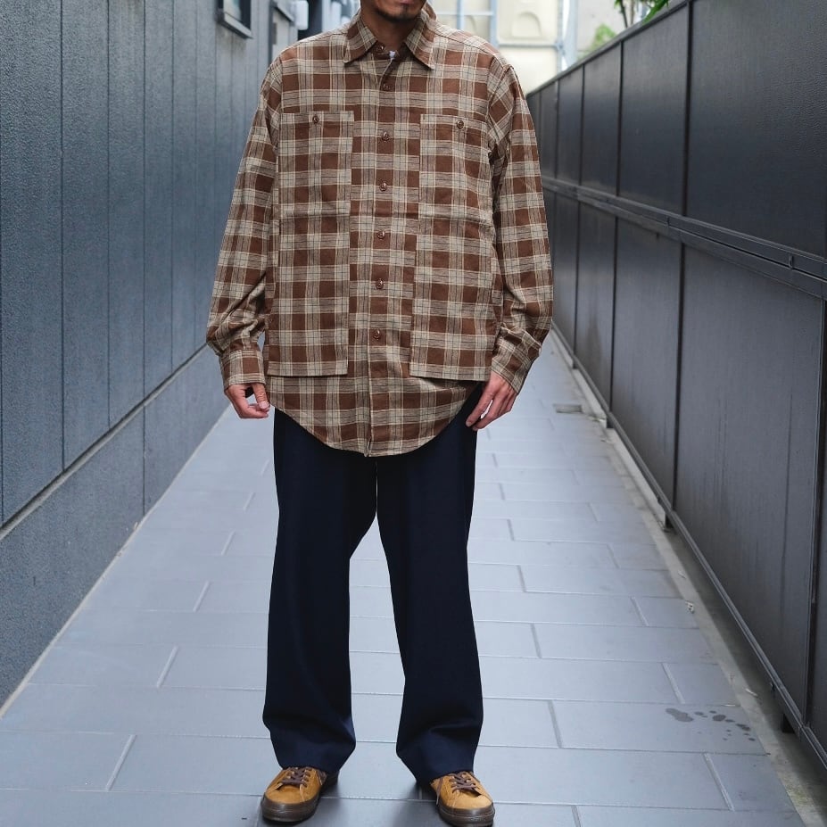 SASSAFRAS(ササフラス) / Feel Sun Half Cotton Wool Heringbone-Brown- (SF-242170)