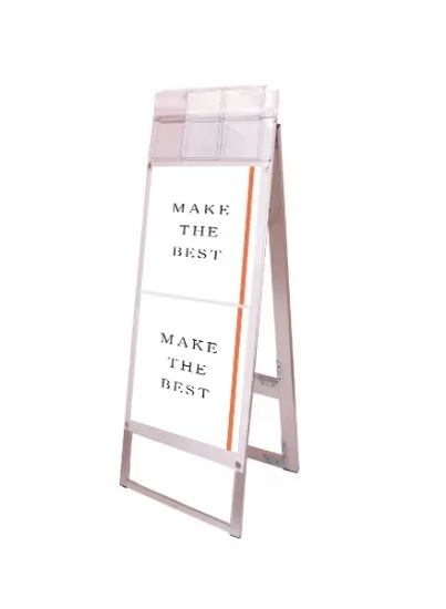 ポスター用スタンド看板パンフレットケース付 A3縦縦両面ホワイト(屋外用)