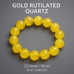 黄金の光が導く成功と信念の石｜MIKI-JEWERLRY ゴールドルチルクォーツブレスレット｜10mm/16cm ｜Gold Rutilated Quartz Bracelet｜