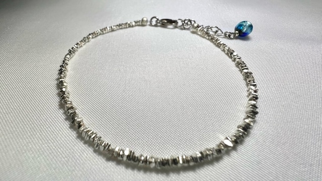 純銀ブレスレット　蓄光タイプ琉球ホタルガラス付き