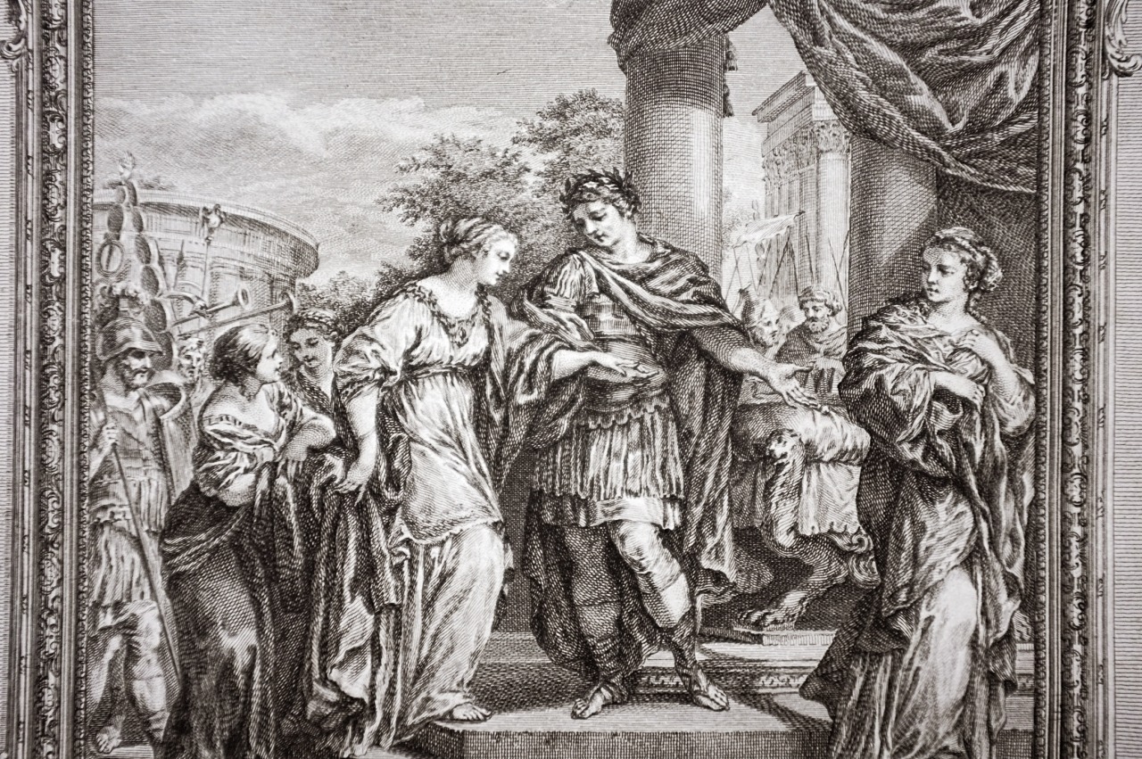 1780s フランス 33c 繊細な歴史的銅版画 図版 ユリウス・カエサル ルーブル美術館所蔵 アンティーク