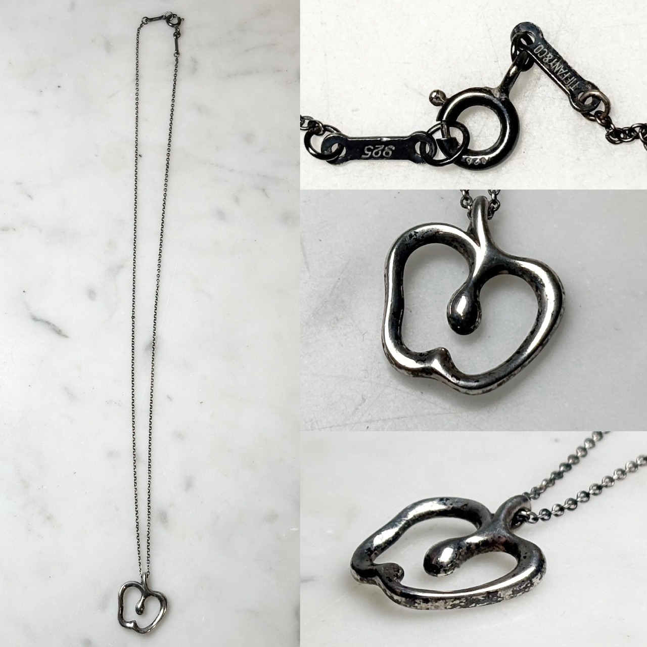 vintage TIFFANY silver apple pendant necklace