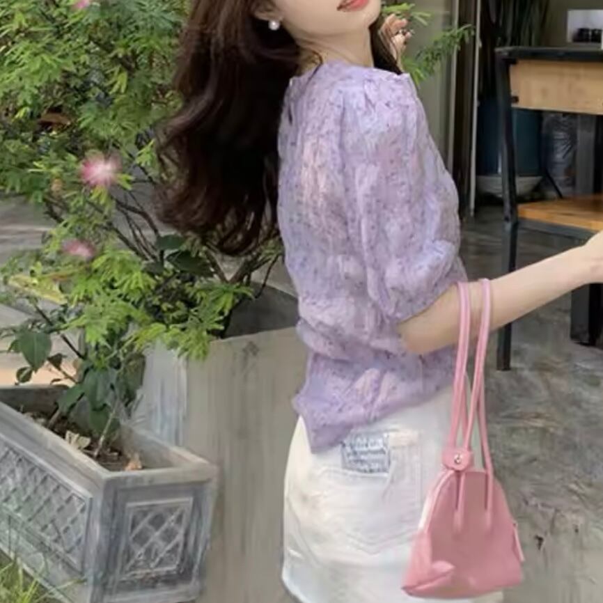 花柄シフォンブラウス