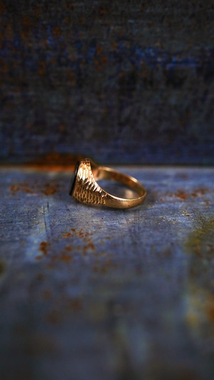 1980】U.K. VINTAGE 9ct イエロー ゴールド シグネット リング 《9金 