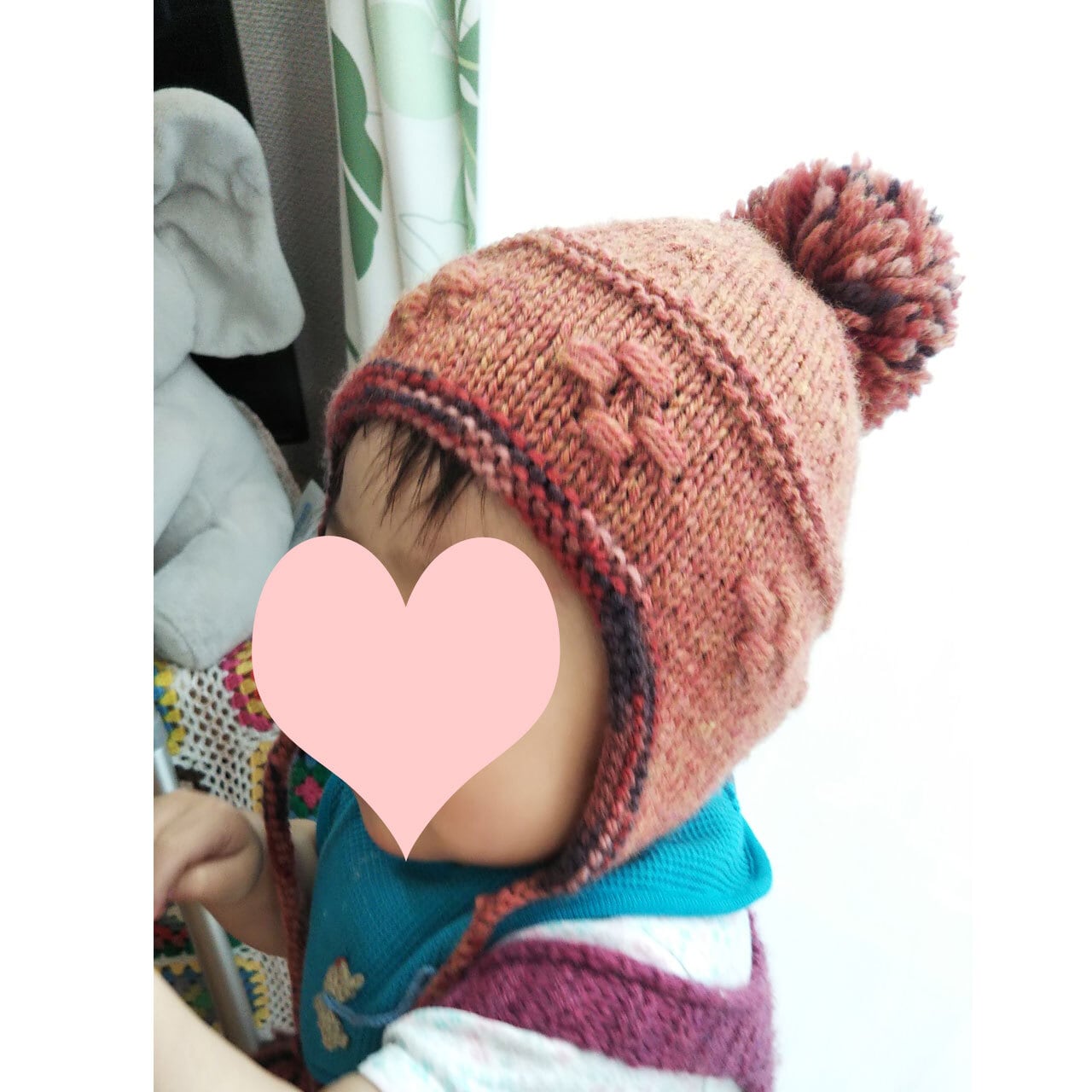 Knit for baby ~ Kobana（こばな） 小花模様の耳当て付きベビーニット