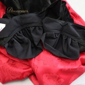 フラダンス 衣装 ワンピース ドレス セキノレーシングスポーツ ブラック系 レッド系 Hula Ku 日本製 ベロア ツーカラー ダンス衣装 ハワイアンダンス レディース 上品 花柄 刺繍 大人っぽい 伸縮性無し 肩パッド レディースファッション