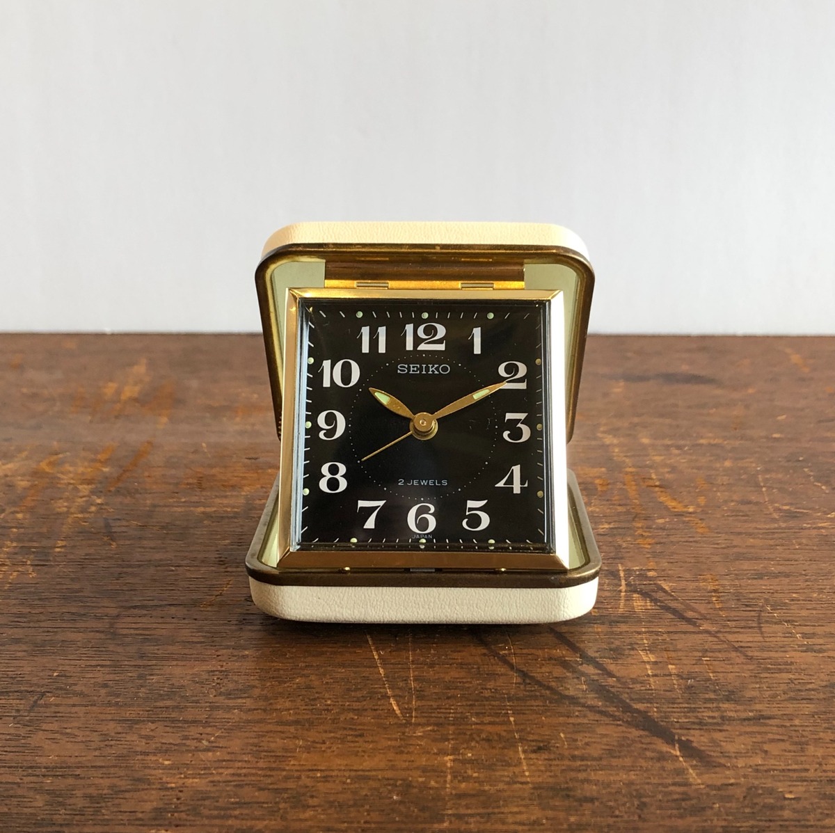 SEIKO JH200 折りたたみ式トラベルクロック 黒 赤 （SEIKO 手巻き 