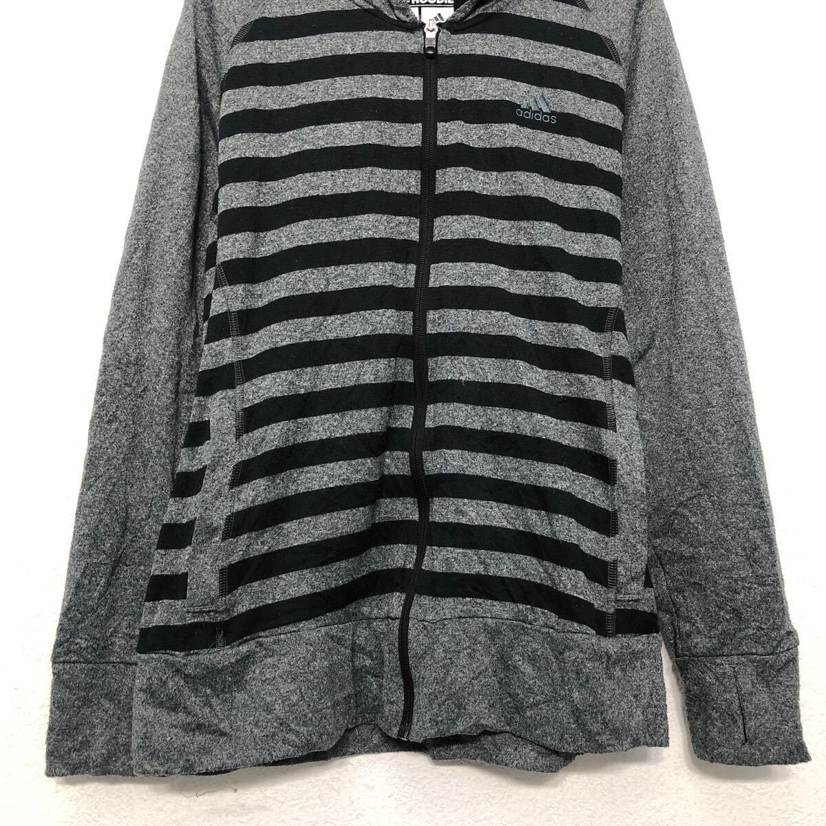 adidas プリント スウェット パーカー アディダス M グレー ボーダー