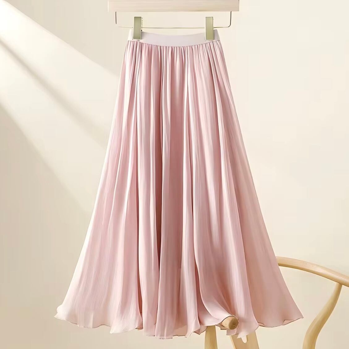 shiny random hem long skirt