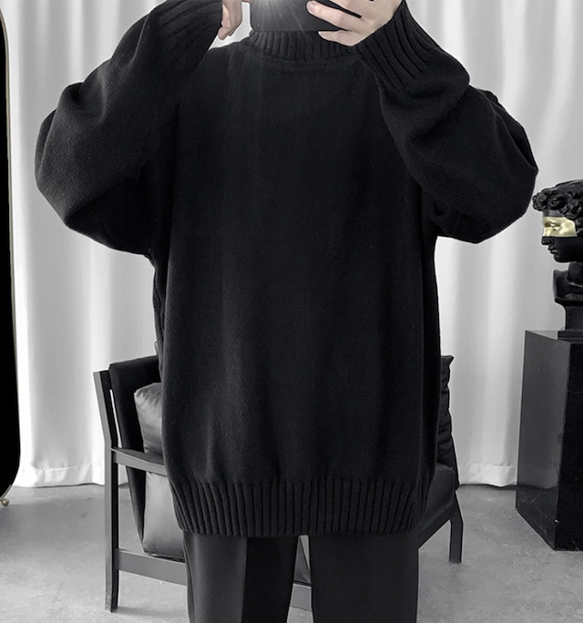 turtle knit sweater black