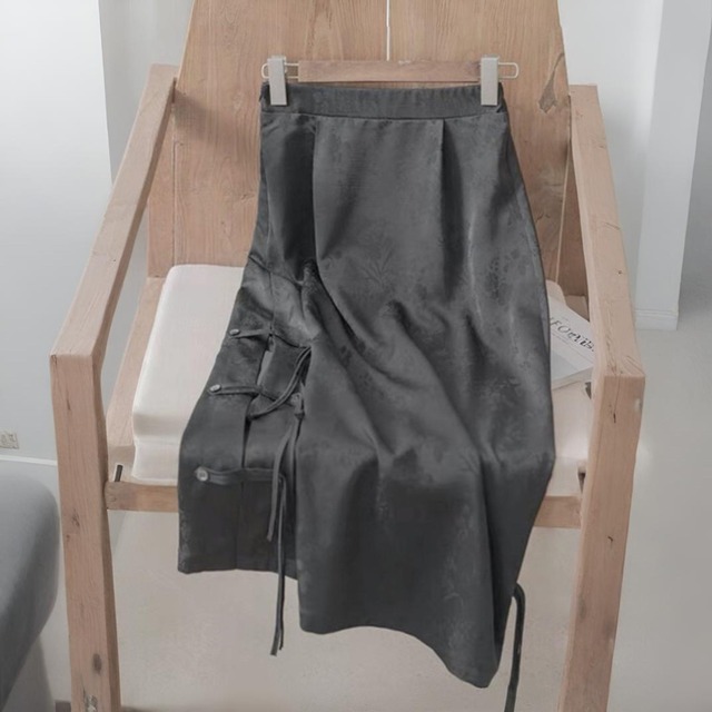 Floral jacquard cargo skirt C1233