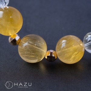 太陽輝く努力実る金運ブレス［ニードルインゴールデンフローライト／レモンクォーツ／水晶］