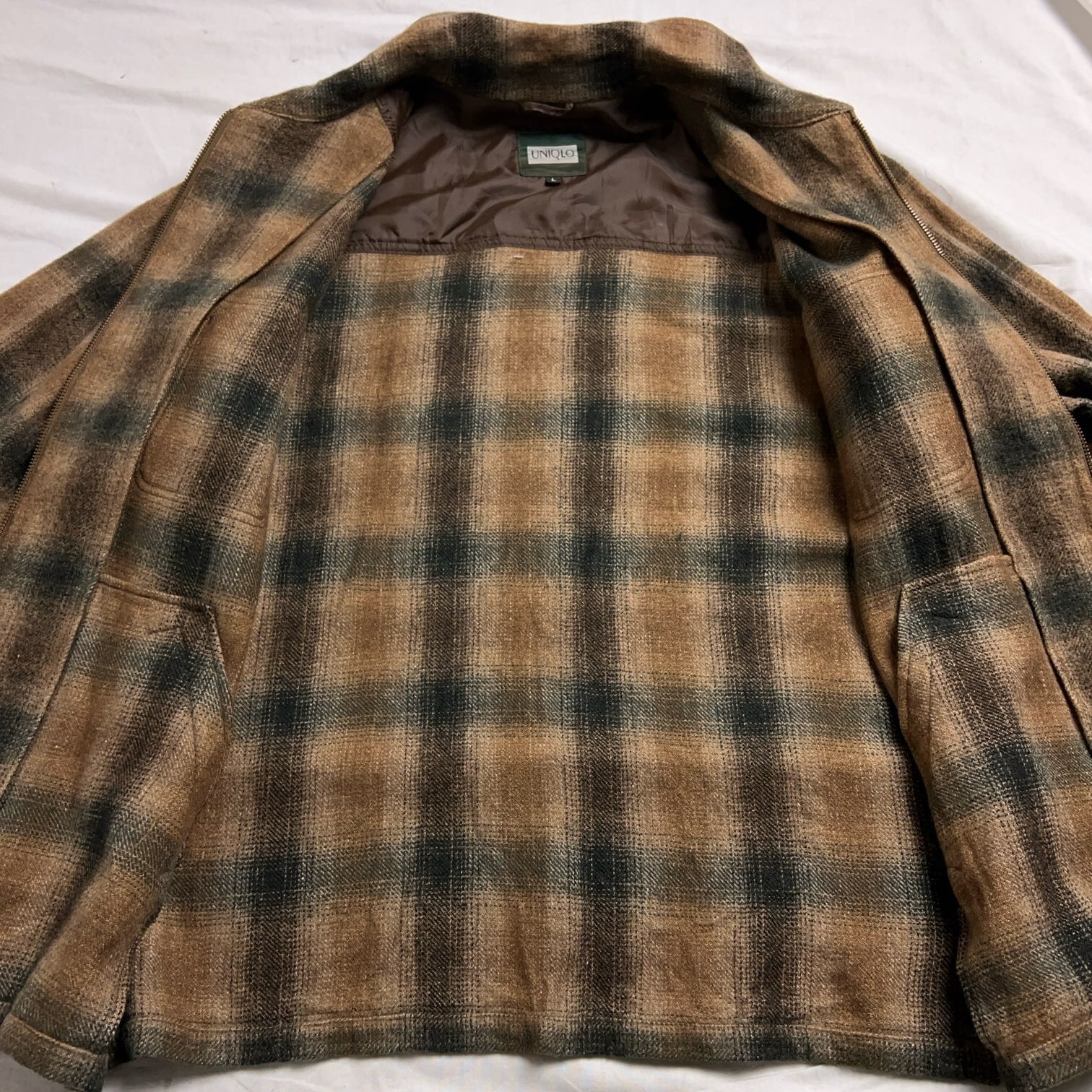 80's~90's UNIQLO Ombre Plaid Wool Jacket 80年代 90年代 ユニクロ 80's~90's UNIQLO Ombre Plaid Wool Jacket 80年代 90年代 ユニクロ