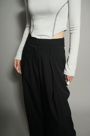 WAIST GATHER SWITCHING PANTS  (BLACK) 2402-65-62