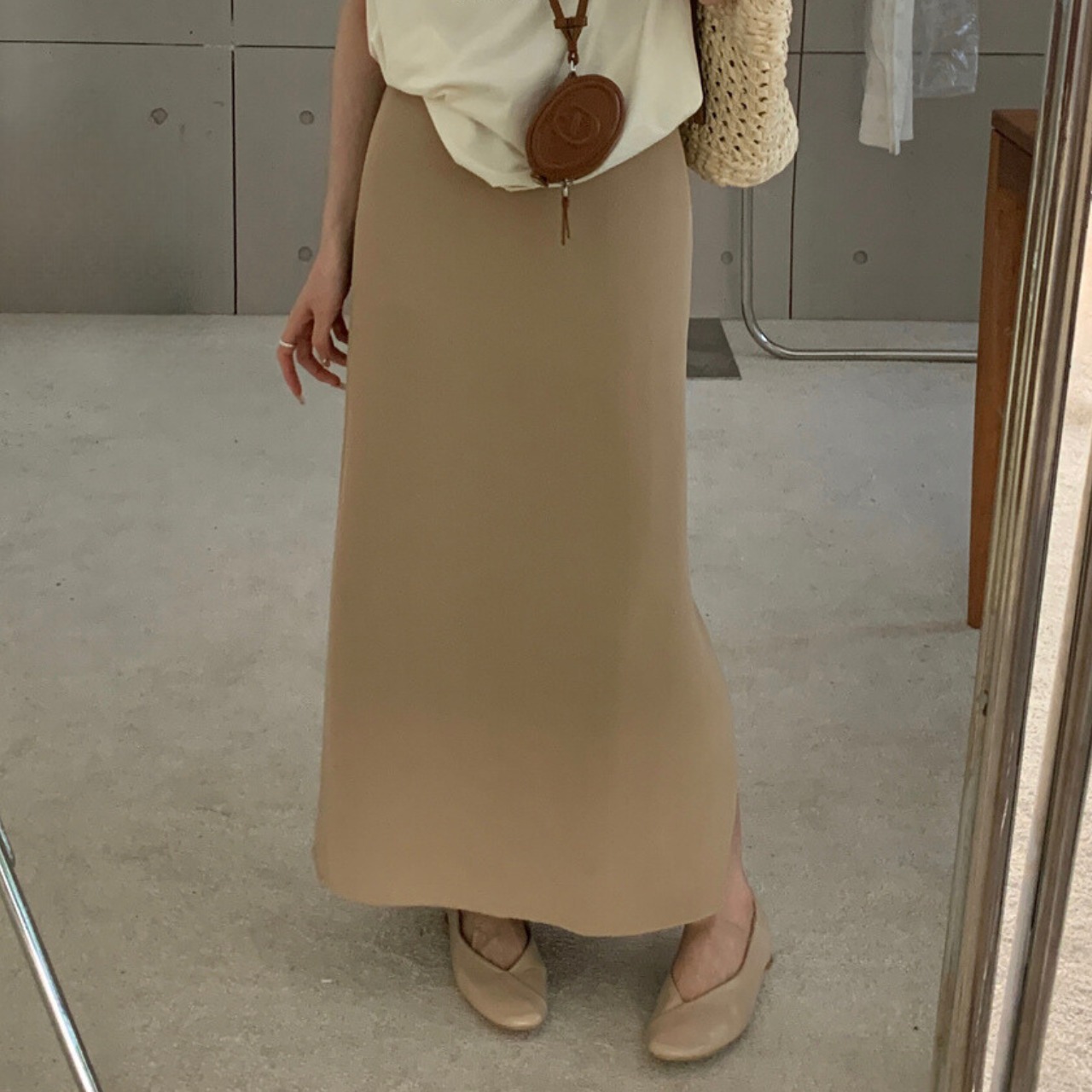 バックスリット ハイウエスト ロングスカート 10251