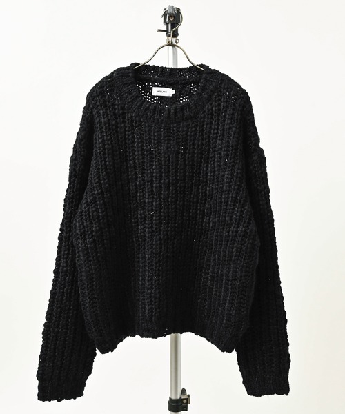 ATELANE Popcorn Yarn Crew Neck (BLK) 26A-21001