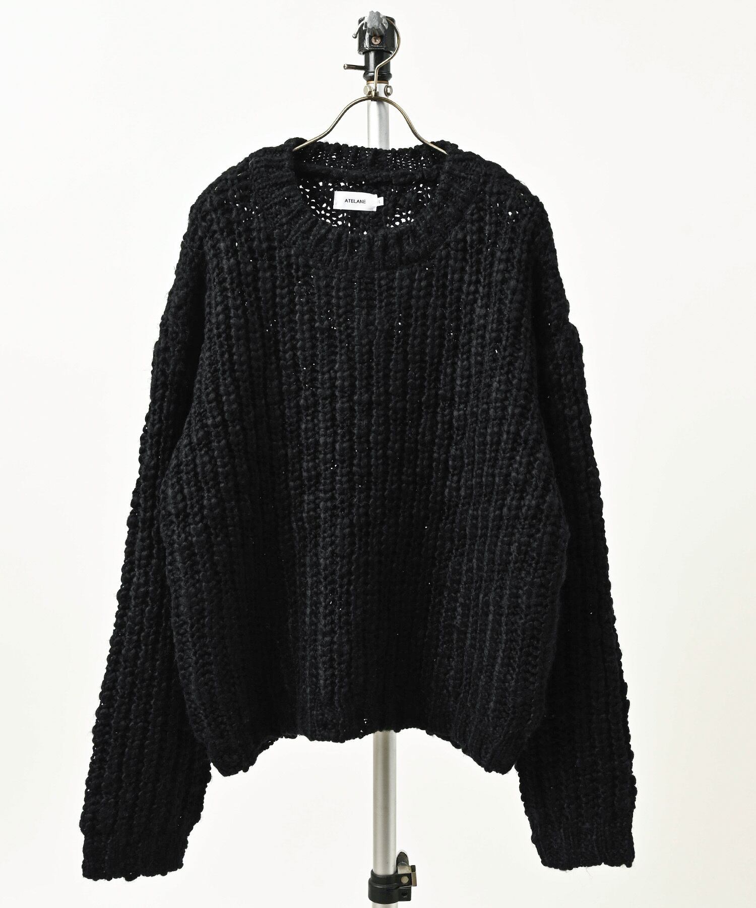 ATELANE Popcorn Yarn Crew Neck (BLK) 26A-21001