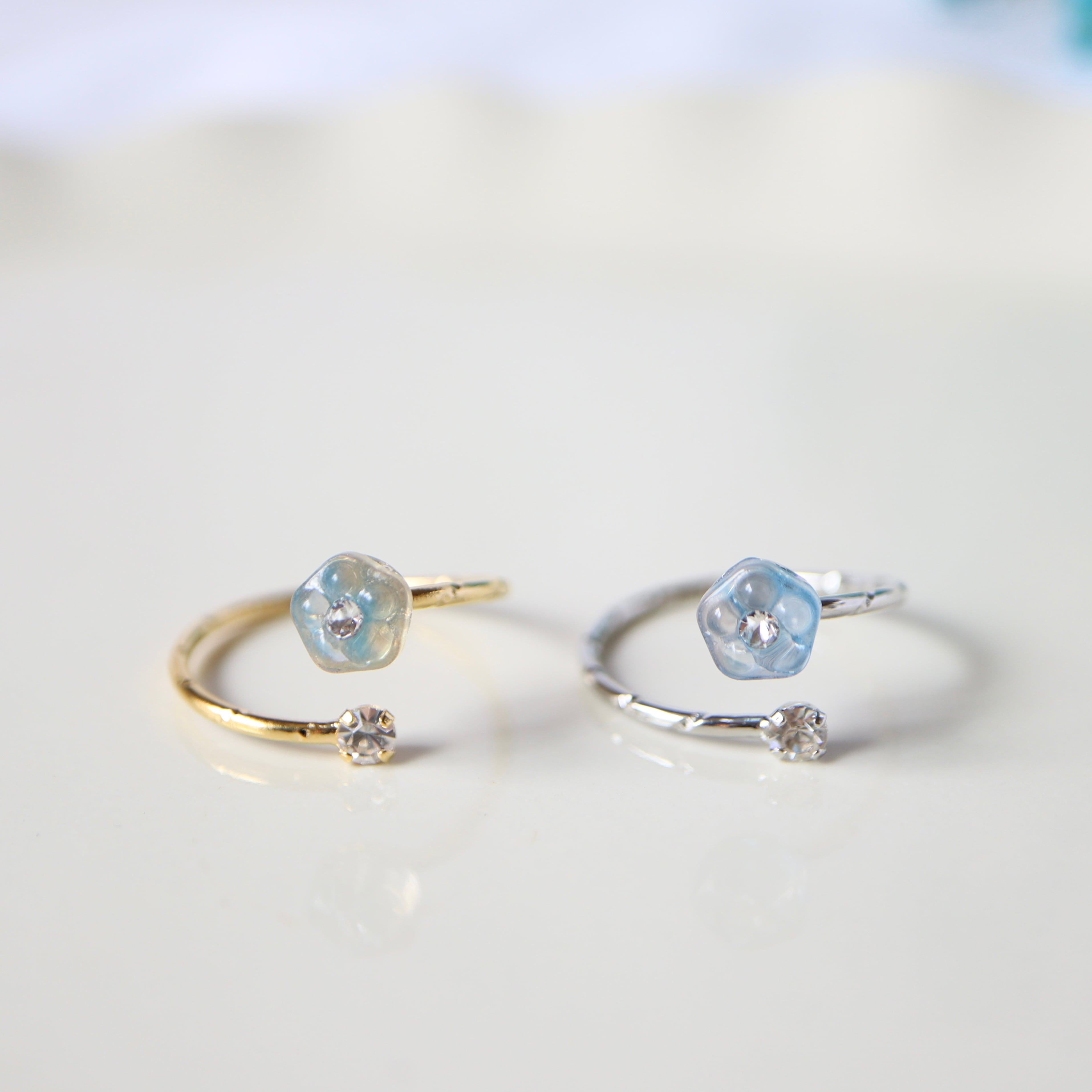 【ﾘﾝｸﾞ】ネモフィラクリスタル.* /ｺﾞｰﾙﾄﾞor ｼﾙﾊﾞｰ/フリーサイズ