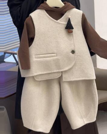 2024秋新作 トップス ベスト+ズボン セットアップ 90-140CM