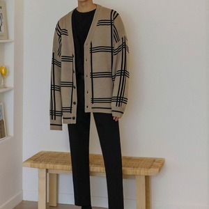 格子柄ニットカーディガン　MT0080370