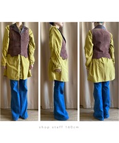 brown color tailored pigskin vest-3711-10