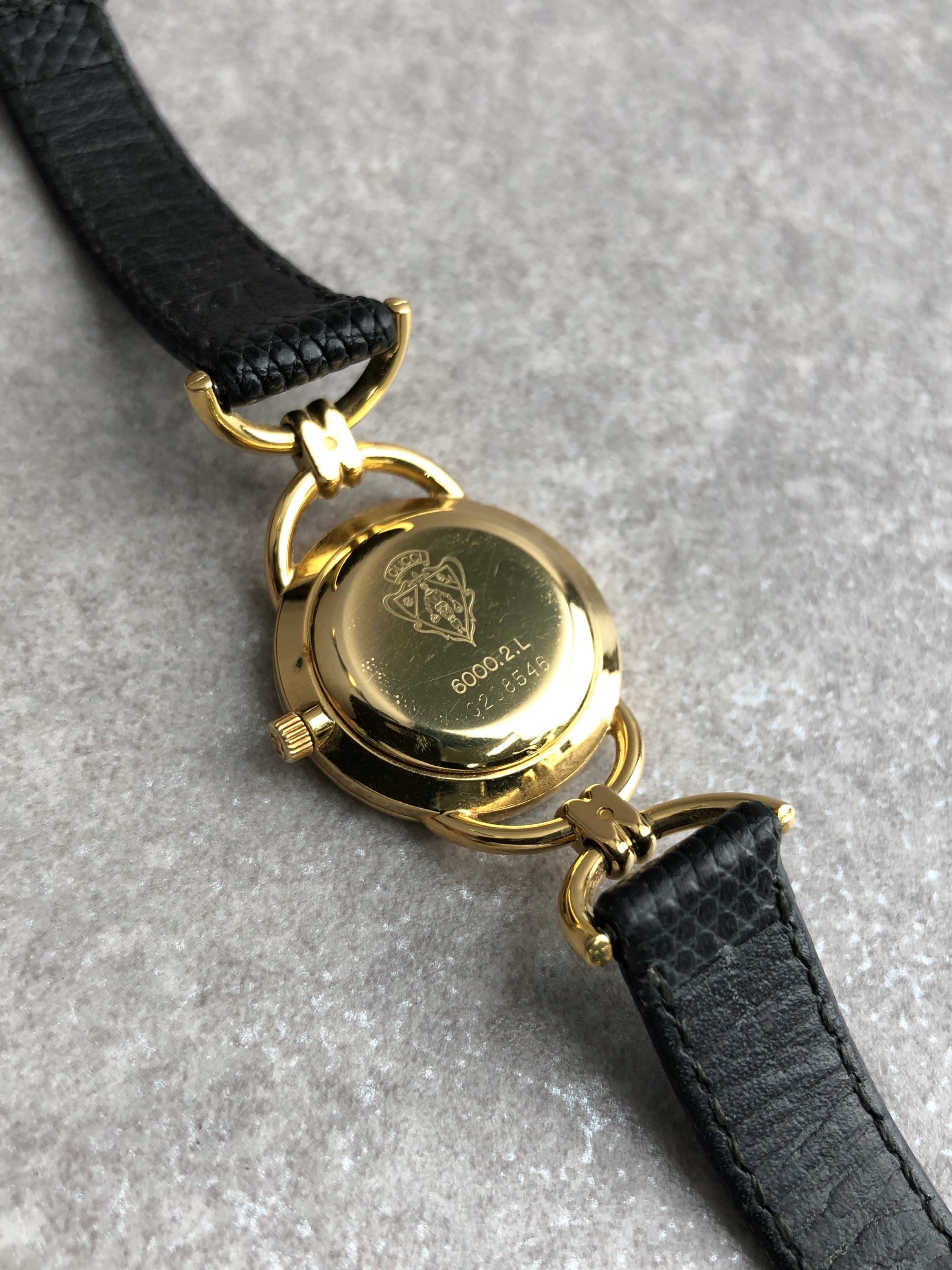 GUCCI グッチ 腕時計 ブラック レザー クウォーツ 6000L vintage