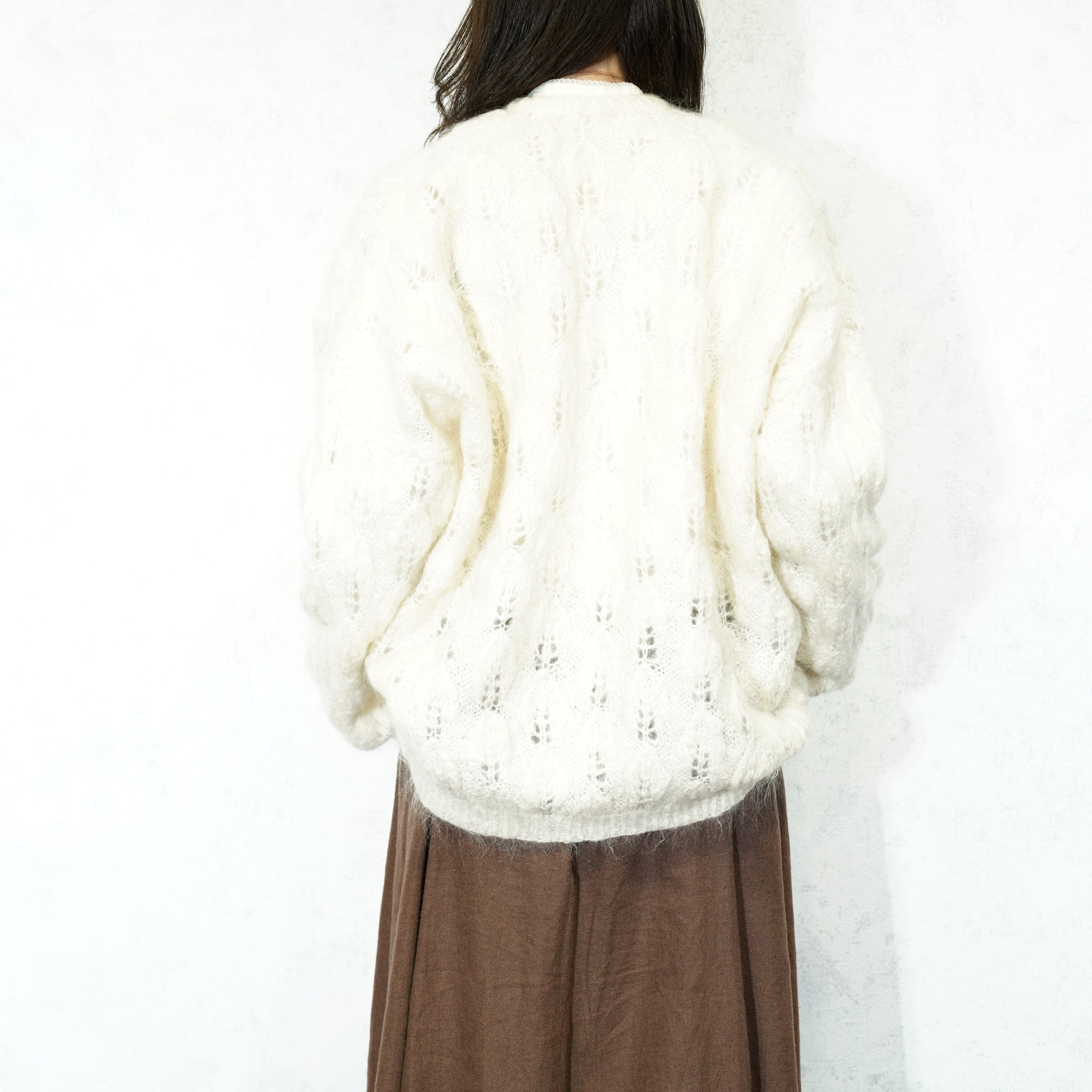 USA VINTAGE CABLE DESIGN MOHAIR KNIT CARDIGAN/アメリカ古着ケーブル