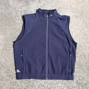 【Lサイズ】00's adidas GOLF 2P ロゴ刺繍 古着 ジップアップベスト