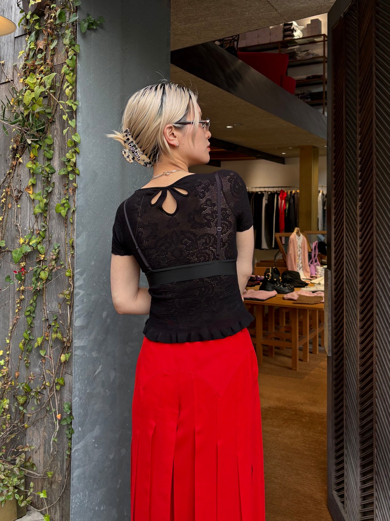 【26SS】FETICO フェティコ / レーストップス 半袖 / DAMASK LACE SCOOP NECK TOP - 3