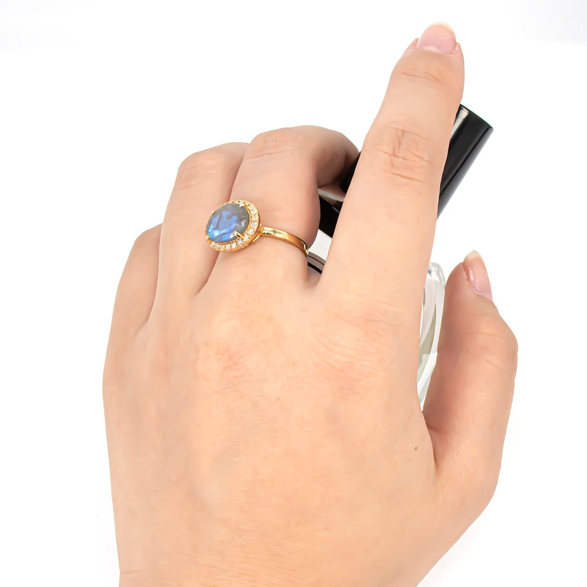 ラブラドライト ダイヤモンドメレリング | ＜天然石ジュエリー