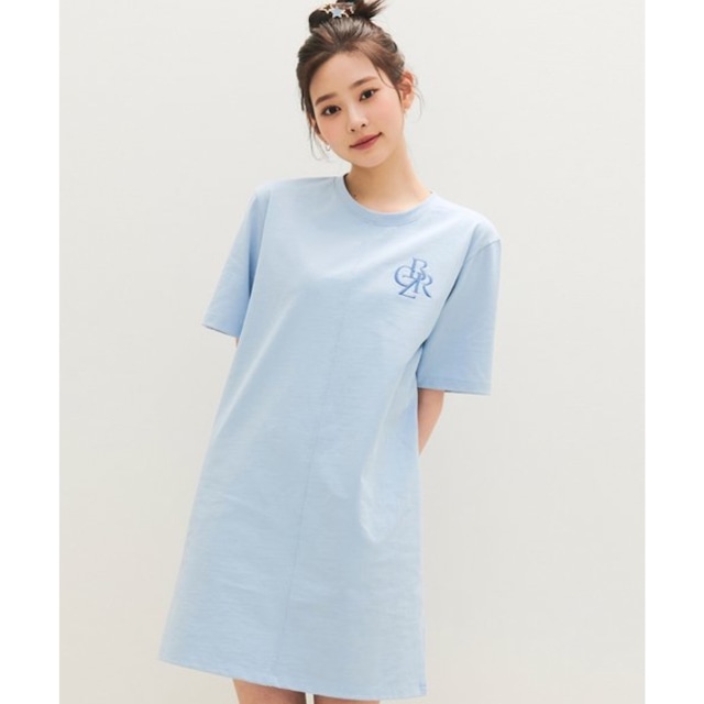 [CITY BREEZE] LOGO EMBROIDERY SHORT SLEEVE MINI ONE PIECE_BLUE 正規品 韓国ブランド 韓国代行 韓国通販 韓国ファッション ワンピース