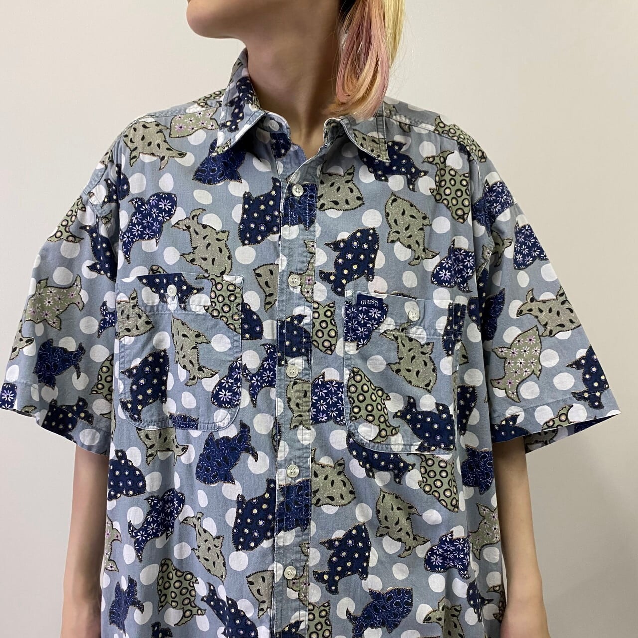 アメリヴィンテージ シャツ ブラウス 半袖 S グレー 02410461240 CLEL（クレイル）の「【CLEL core.】Super 110 wool silk 2way short