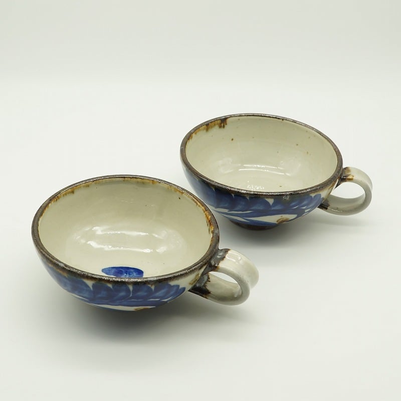 Y様オーダー品 スープカップ 唐草コバルト 2個セット 【やちむん工房