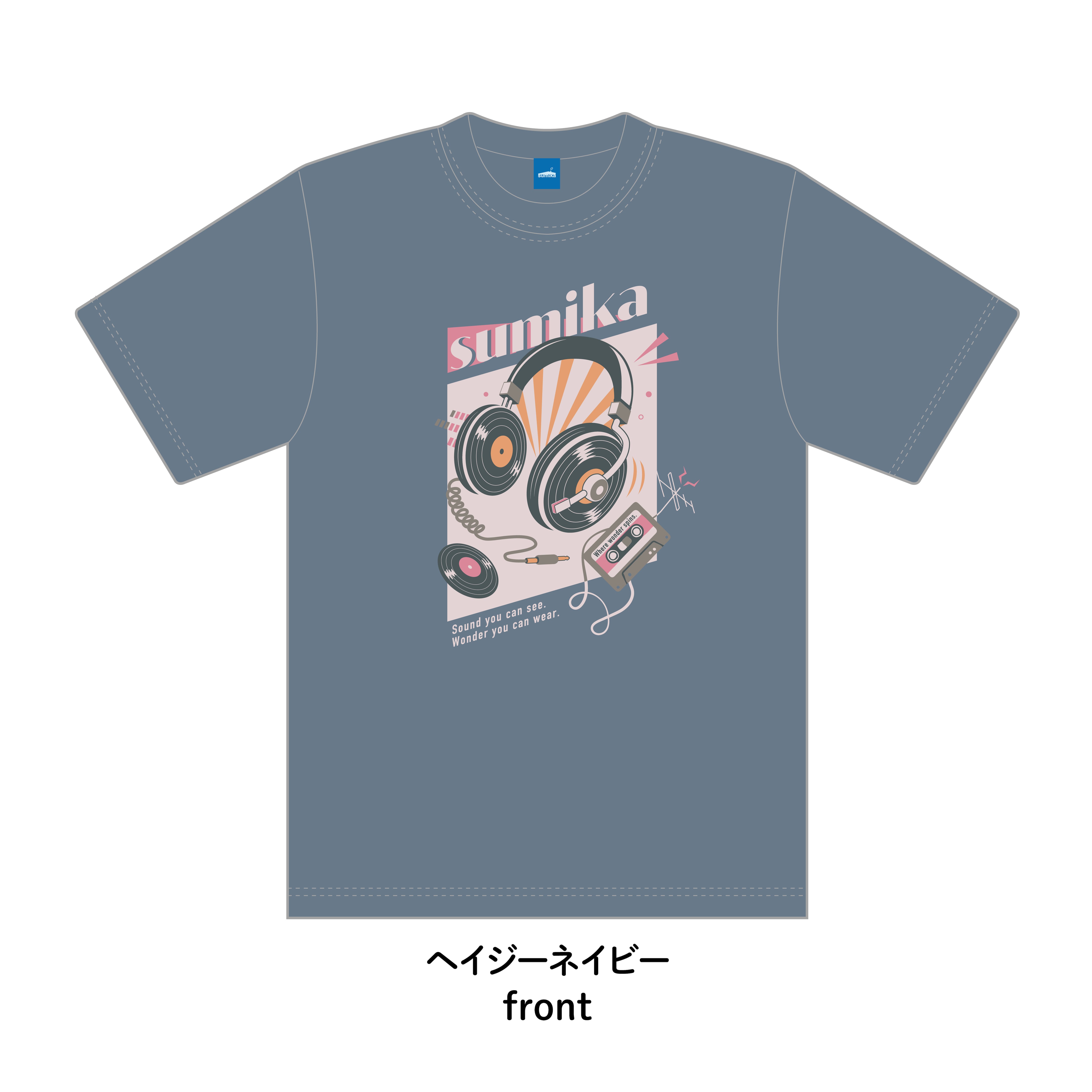 sumika / RecordPhone Tシャツ（ヘイジーネイビー） | shop Engawa