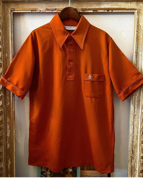 70's GRAND SLAM "terracotta color" poryester shirts【L】