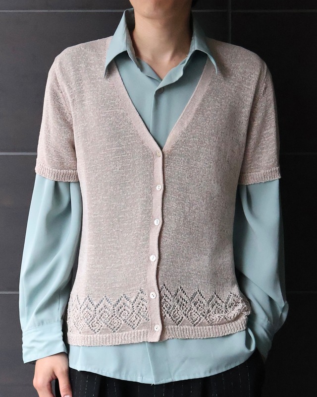 coloring sheer half sleeve cardigan
